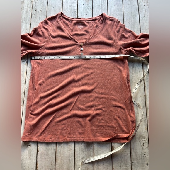 Pure Jill | Hemp Cotton Henley Tee | Rust | M 🍂👕 - Picture 4 of 9
